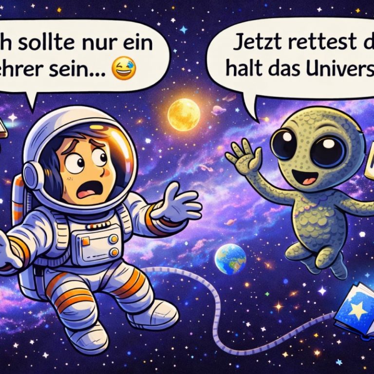 Comicbild von einem Astronauten im Weltall